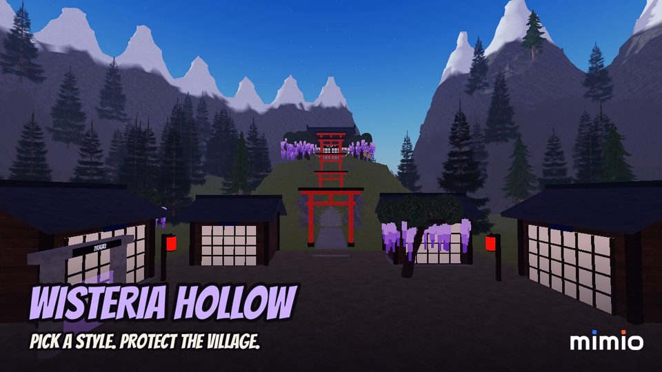 Wisteria Hollow village at dusk